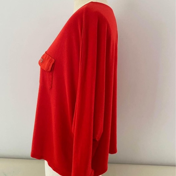 RW & Co. tomato red batwing sleeve jersey top. Sleeves 3/4 length 100% viscose S - Picture 2 of 10